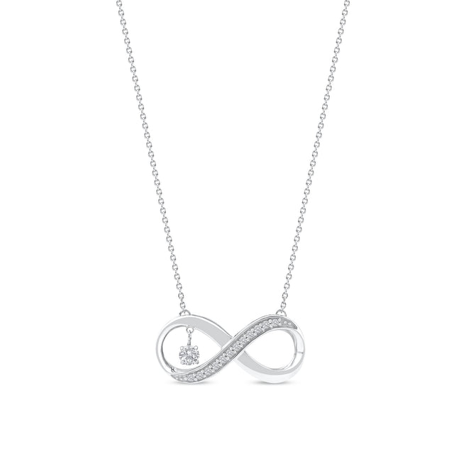 1/5ctw Round Diamond White Gold Infinity Pendant Necklace