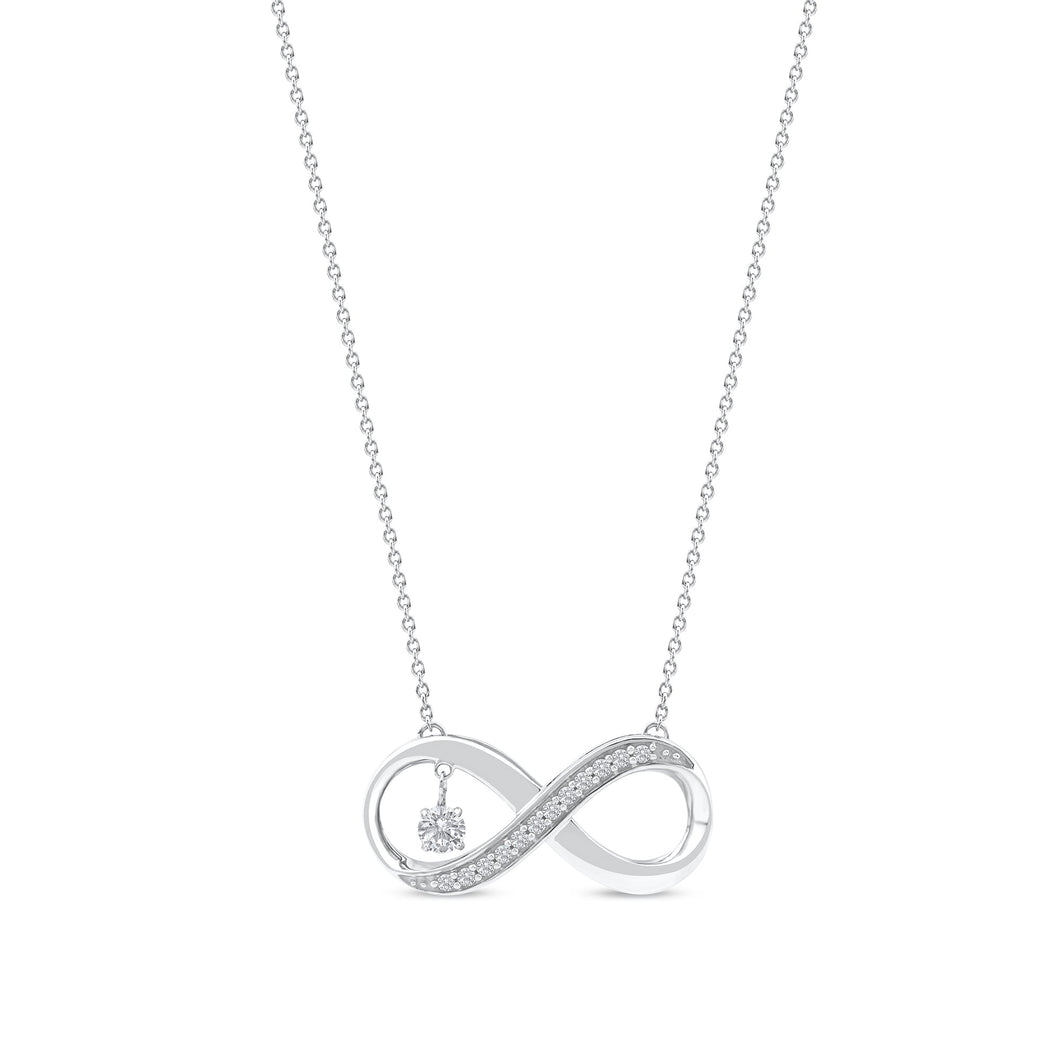 1/5ctw Round Diamond White Gold Infinity Pendant Necklace
