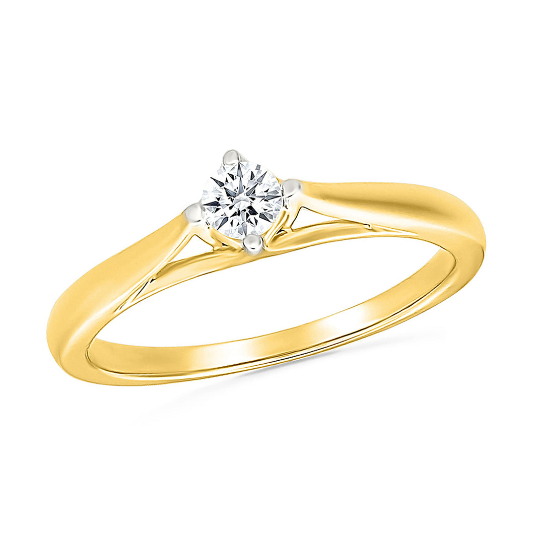 1/6ct Round Lab Grown Diamond Solitaire Yellow Gold Promise Ring - Size 4.5