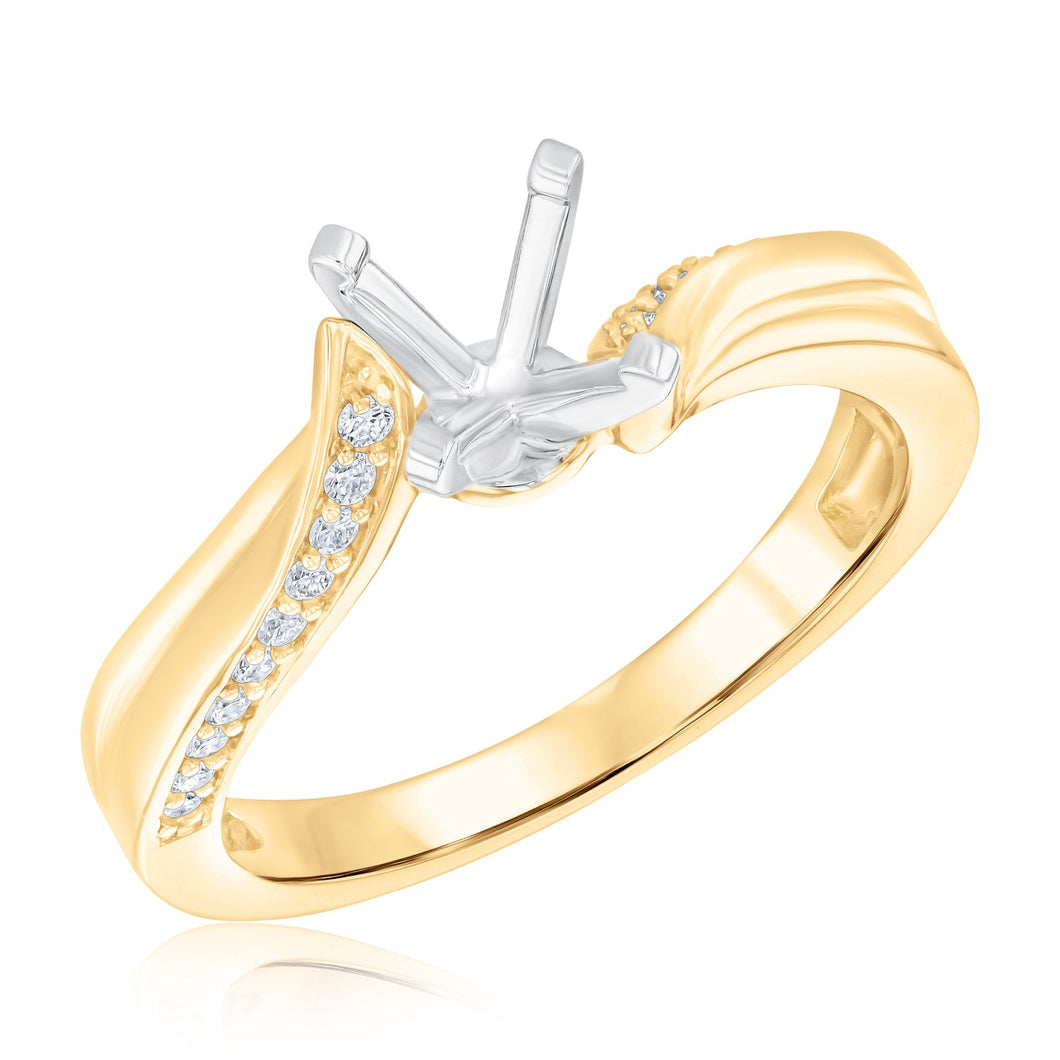1/6ctw Diamond Bypass Yellow Gold Engagement Ring Setting | Design Collection | Size 9