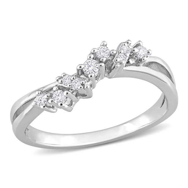 1/6ctw Diamond Cluster Sterling Silver Fashion Ring - Size 5
