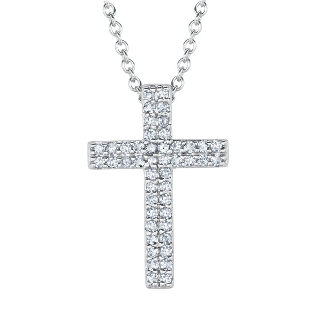 1/6ctw Diamond Cross White Gold Pendant Necklace