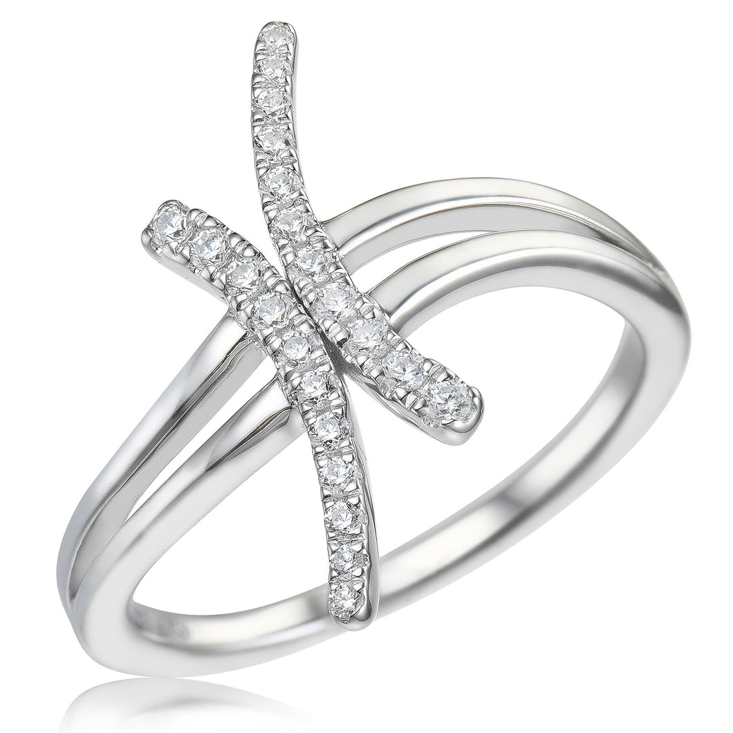 1/6ctw Diamond Curved X White Gold Fashion Ring | Size 5
