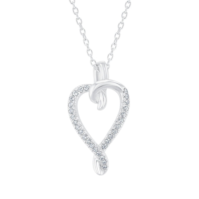 1/6ctw Diamond Heart Sterling Silver Pendant Necklace