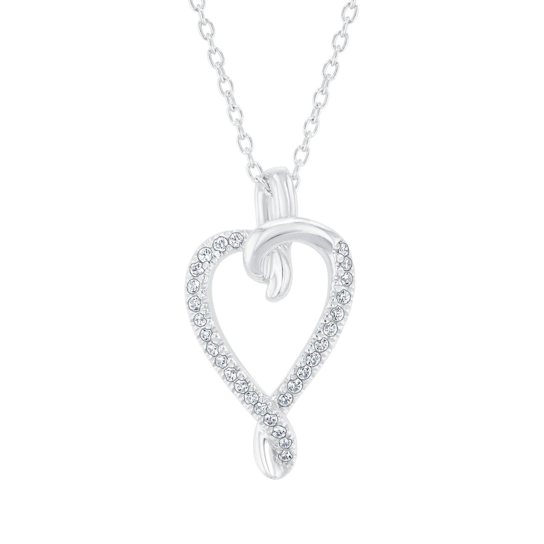 1/6ctw Diamond Heart Sterling Silver Pendant Necklace