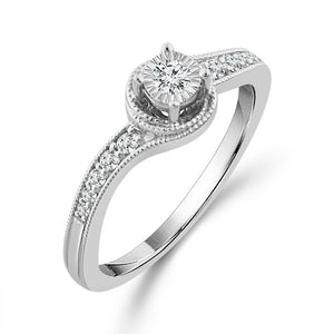 1/6ctw Diamond Miracle Setting Sterling Silver Promise Ring - Size 7