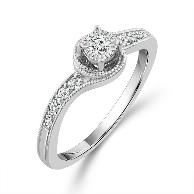 1/6ctw Diamond Miracle Setting Sterling Silver Promise Ring - Size 7