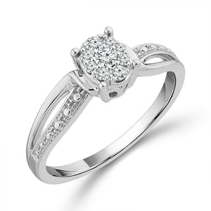 1/6ctw Diamond Oval Cluster White Gold Promise Ring - Size 7