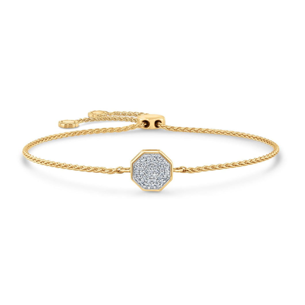 1/6ctw Diamond Pave Yellow Gold Octagon Bolo Bracelet