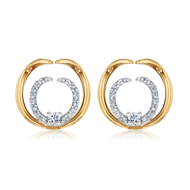 1/6ctw Diamond Two-Tone Double Circle Earrings