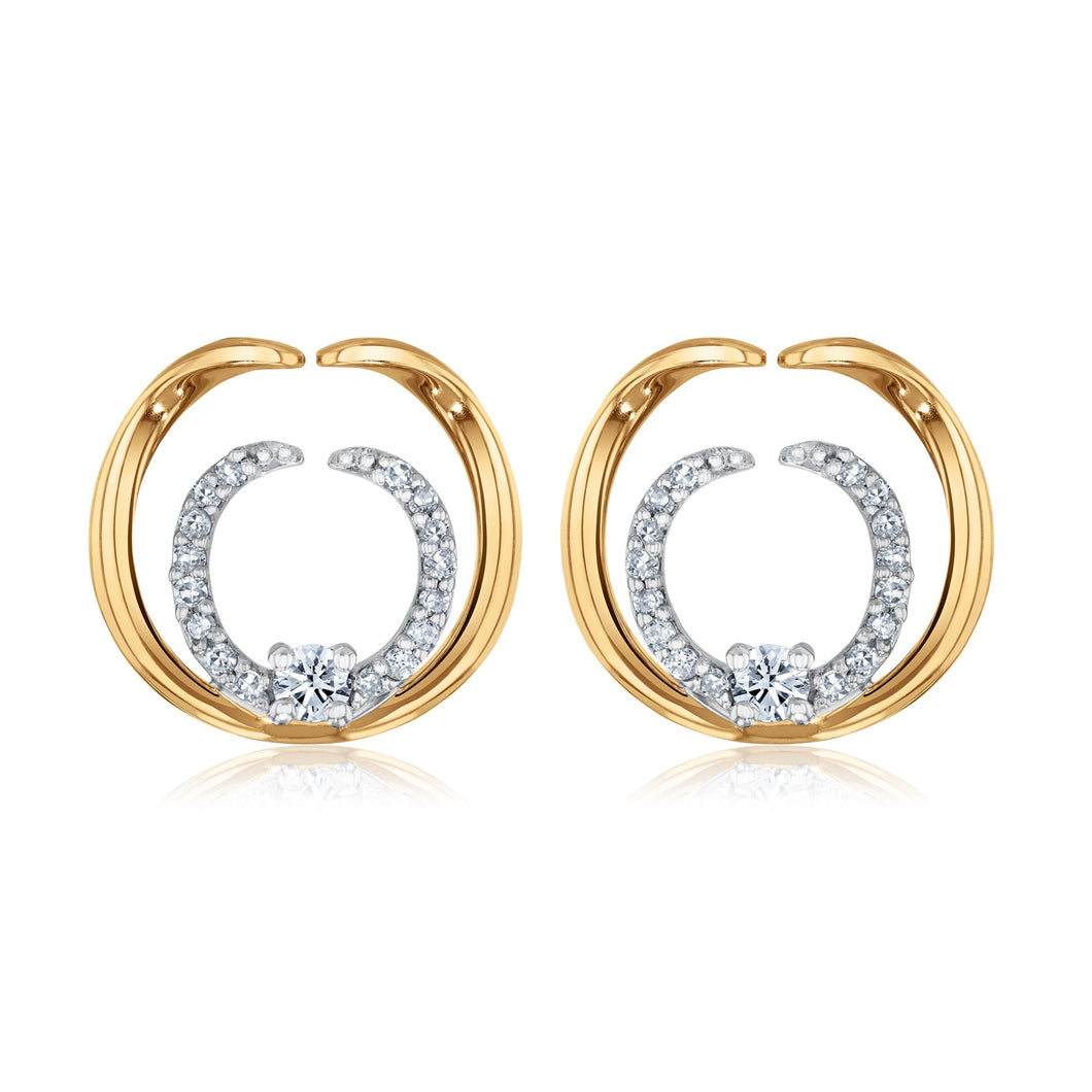 1/6ctw Diamond Two-Tone Double Circle Earrings