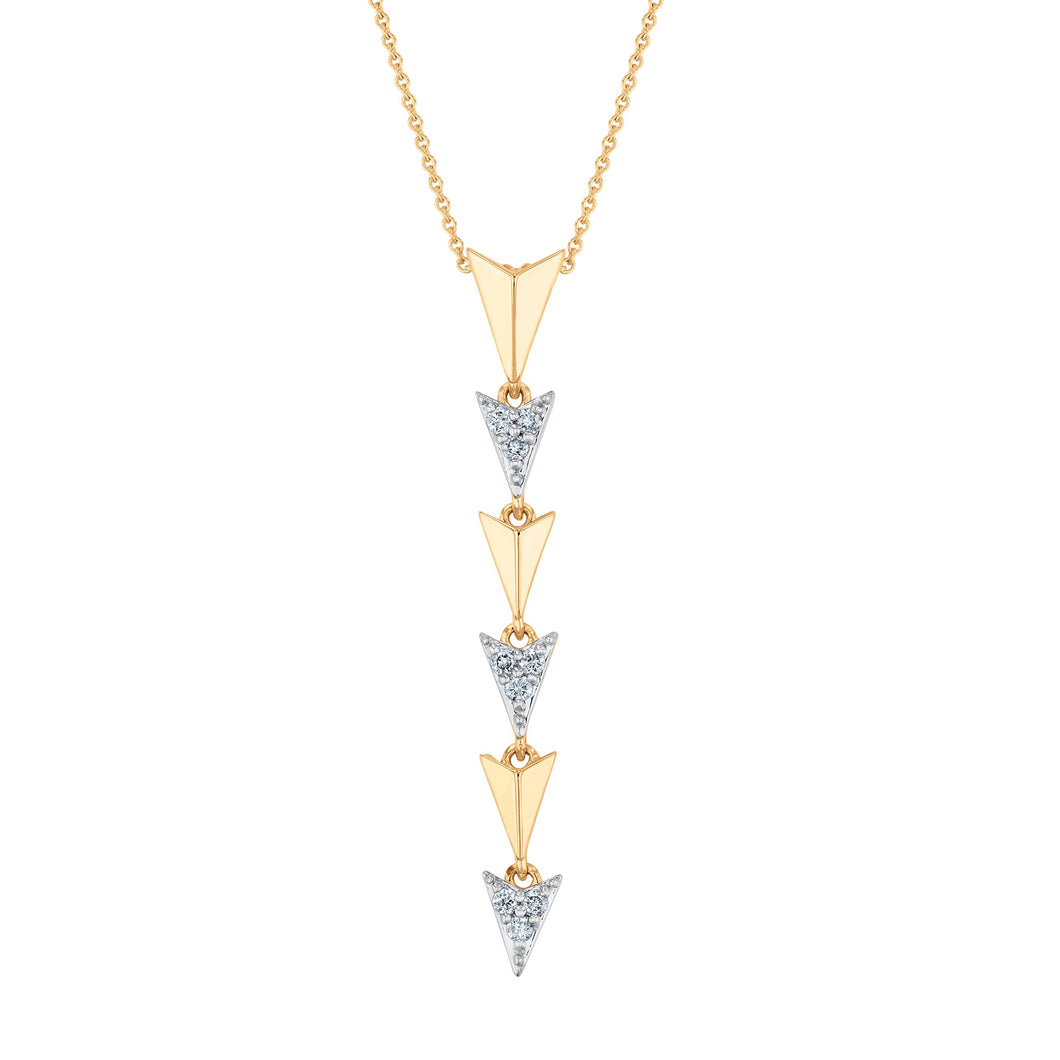 1/6ctw Diamond Yellow Gold Arrow Lariat Necklace