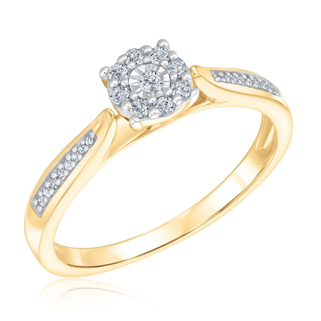 1/6ctw Diamond Yellow Gold Cluster Fashion Ring