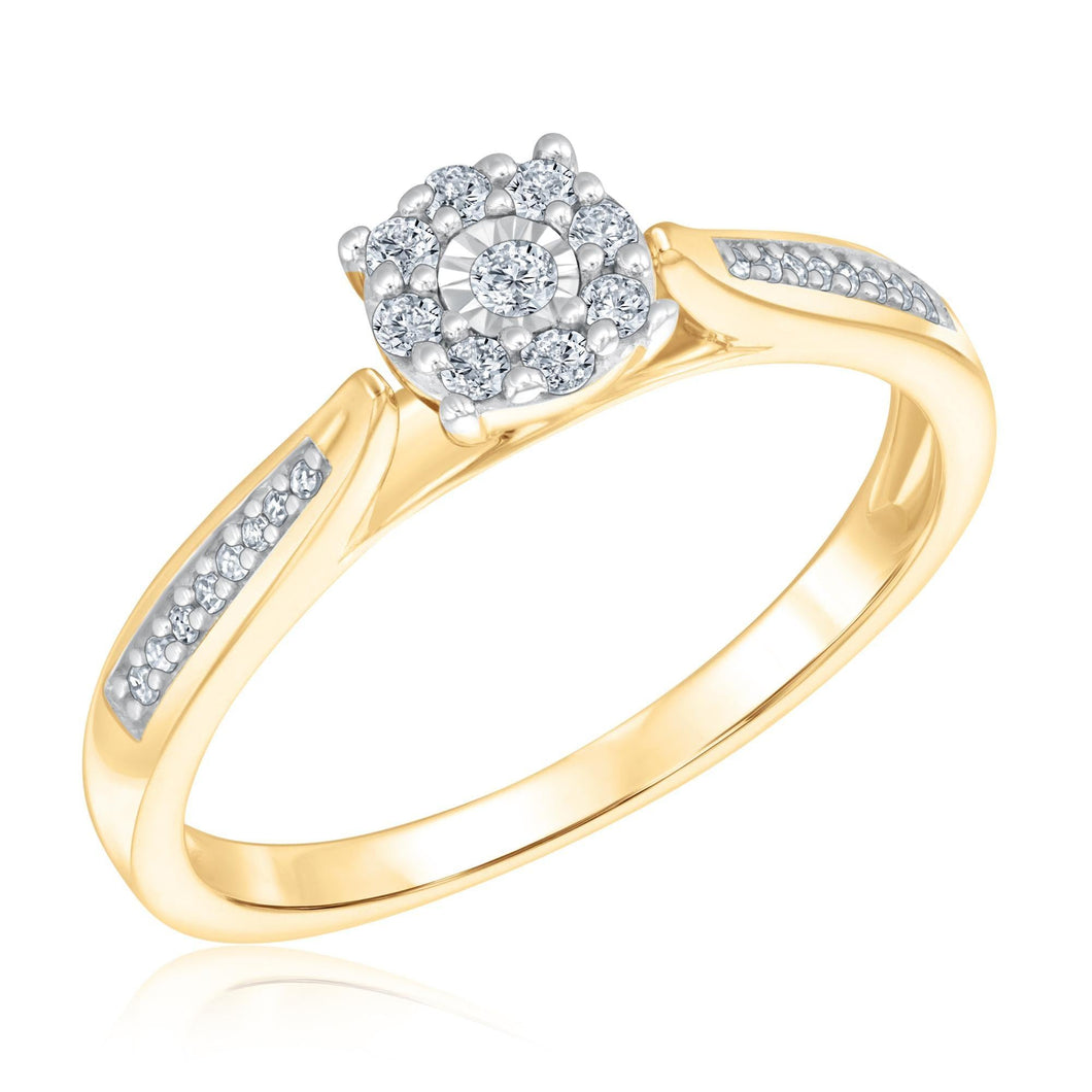 1/6ctw Diamond Yellow Gold Cluster Fashion Ring