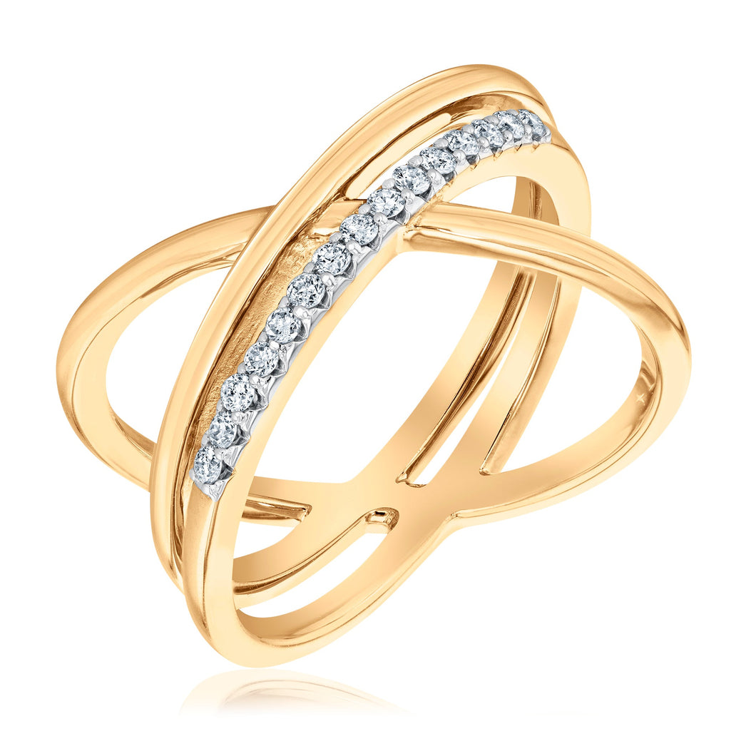1/6ctw Diamond Yellow Gold Twist Ring