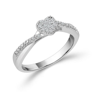 1/8ctw Diamond Heart Cluster White Gold Promise Ring - Size 7