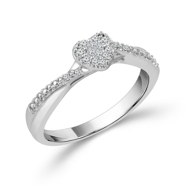 1/8ctw Diamond Heart Cluster White Gold Promise Ring - Size 7