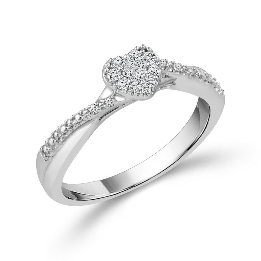 1/8ctw Diamond Heart Cluster White Gold Promise Ring - Size 7