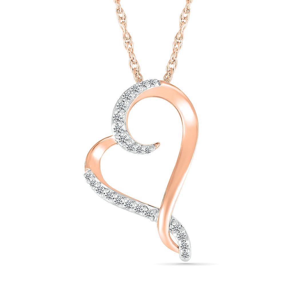 1/8ctw Diamond Heart Rose Gold Pendant Necklace