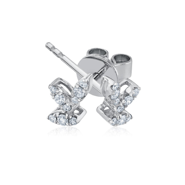 1/8ctw Diamond White Gold Leaf Stud Earrings