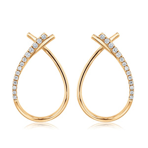 1/8ctw Diamond Yellow Gold Open Teardrop Earrings