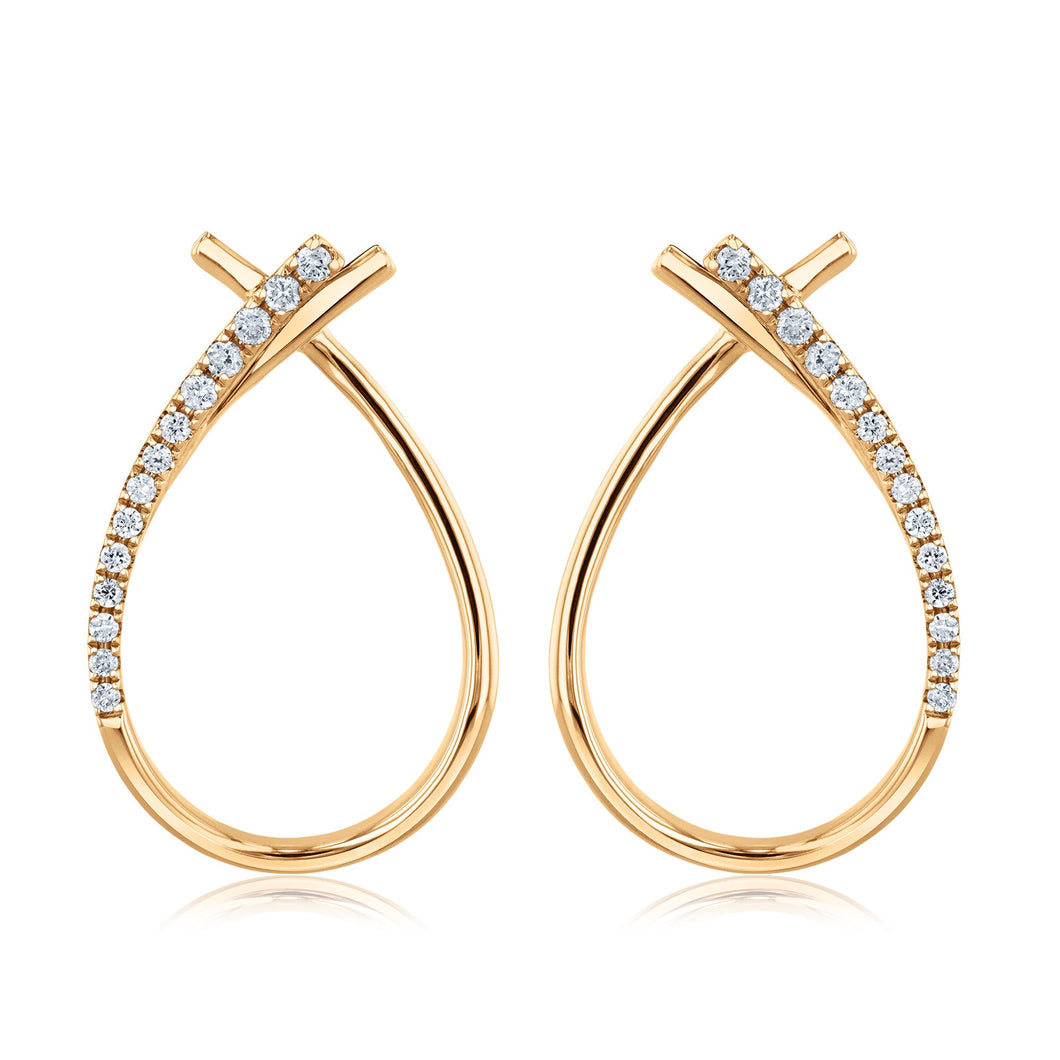 1/8ctw Diamond Yellow Gold Open Teardrop Earrings