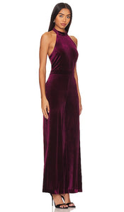 1. STATE Mock Neck Halter Jumpsuit in Wine