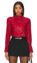 1. STATE Sequin Drape Back Top in Red