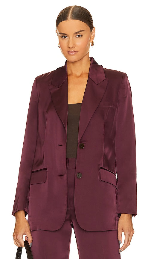1. STATE Soft Blazer With Sash in Wine