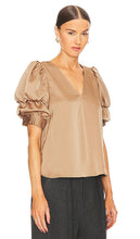 1. STATE Tiered Bubble Sleeve Top in Tan