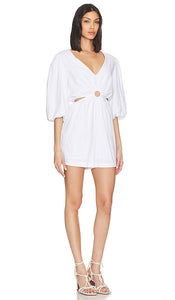 1. STATE V Neck Ring Cut Out Romper in White