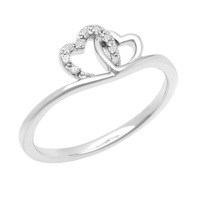 1/20ctw Diamond Interlocking Hearts Sterling Silver Promise Ring - Size 5