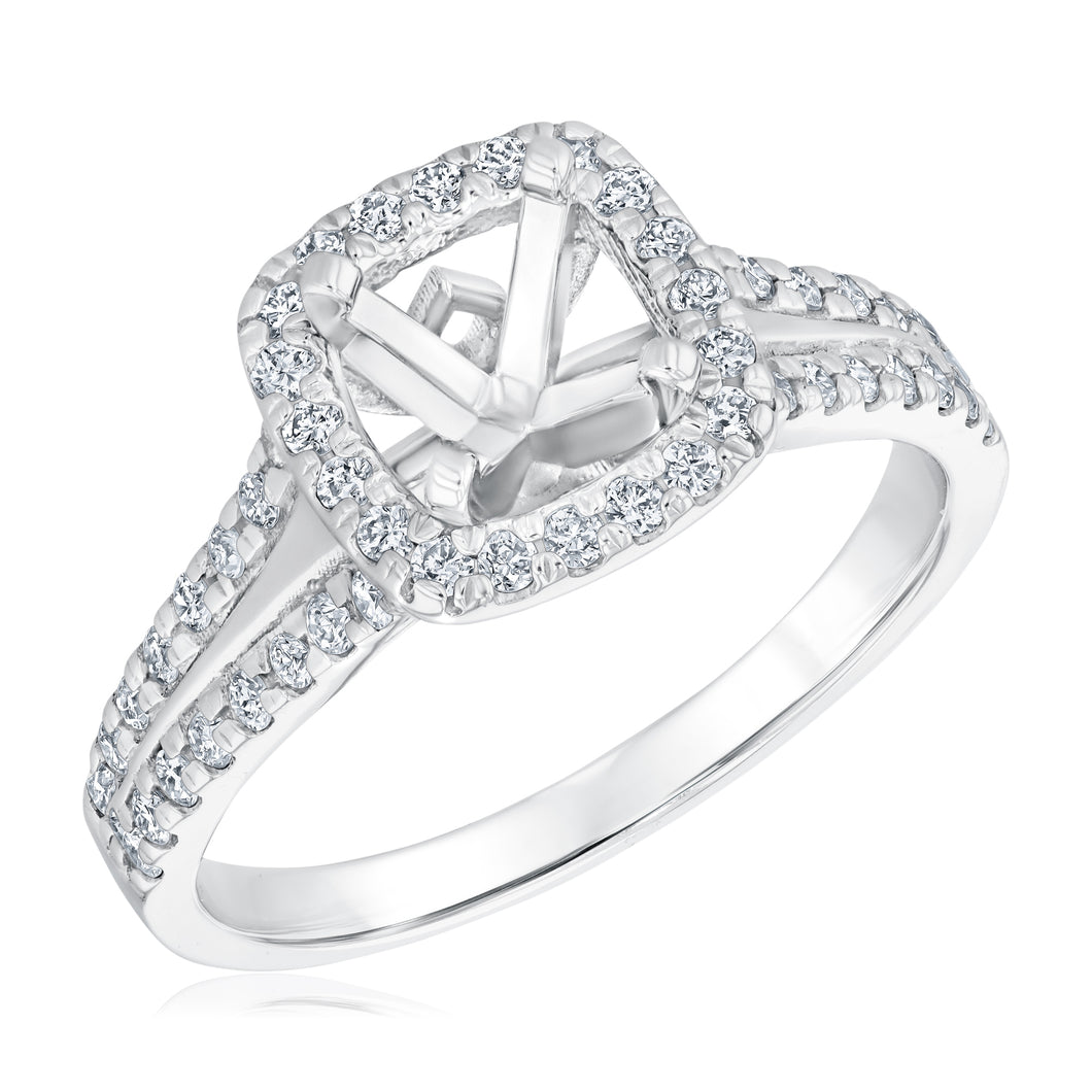 1/2ctw Diamond Cushion Halo White Gold Engagement Ring - Size 6