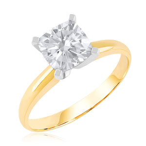 1ct Cushion Diamond Solitaire Yellow Gold Engagement Ring - Heritage Collection - Size 5