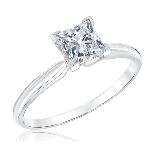 1ct Princess Diamond Solitaire White Gold Engagement Ring - Solitaire Collection