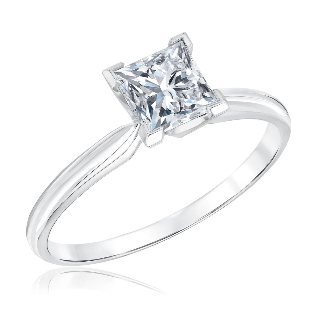 1ct Princess Diamond Solitaire White Gold Engagement Ring - Solitaire Collection