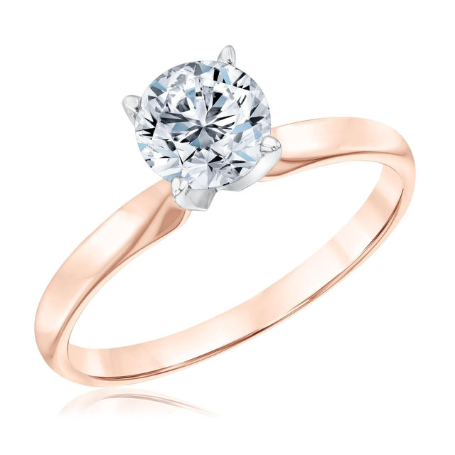 1ct Round Diamond Solitaire Rose Gold Engagement Ring - Solitaire Collection