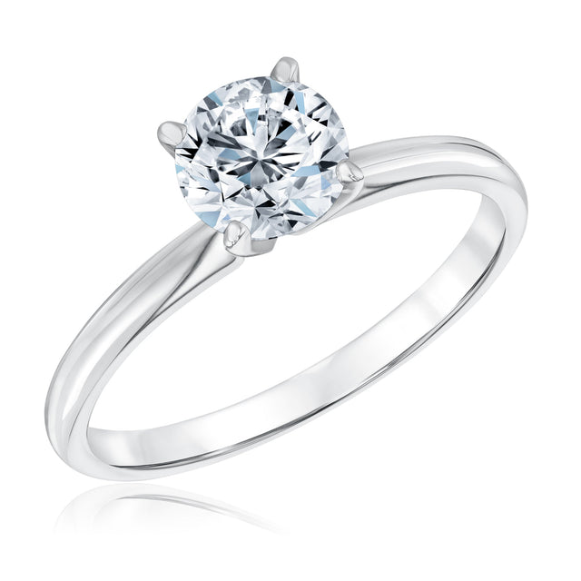 1ct Round Diamond Solitaire White Gold Engagement Ring - Heritage Collection