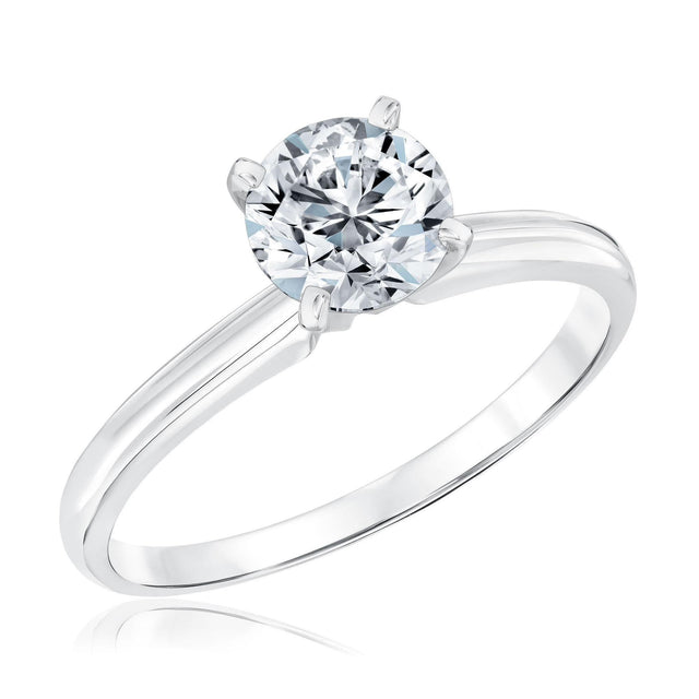 1ct Round Diamond Solitaire White Gold Engagement Ring - Solitaire Collection