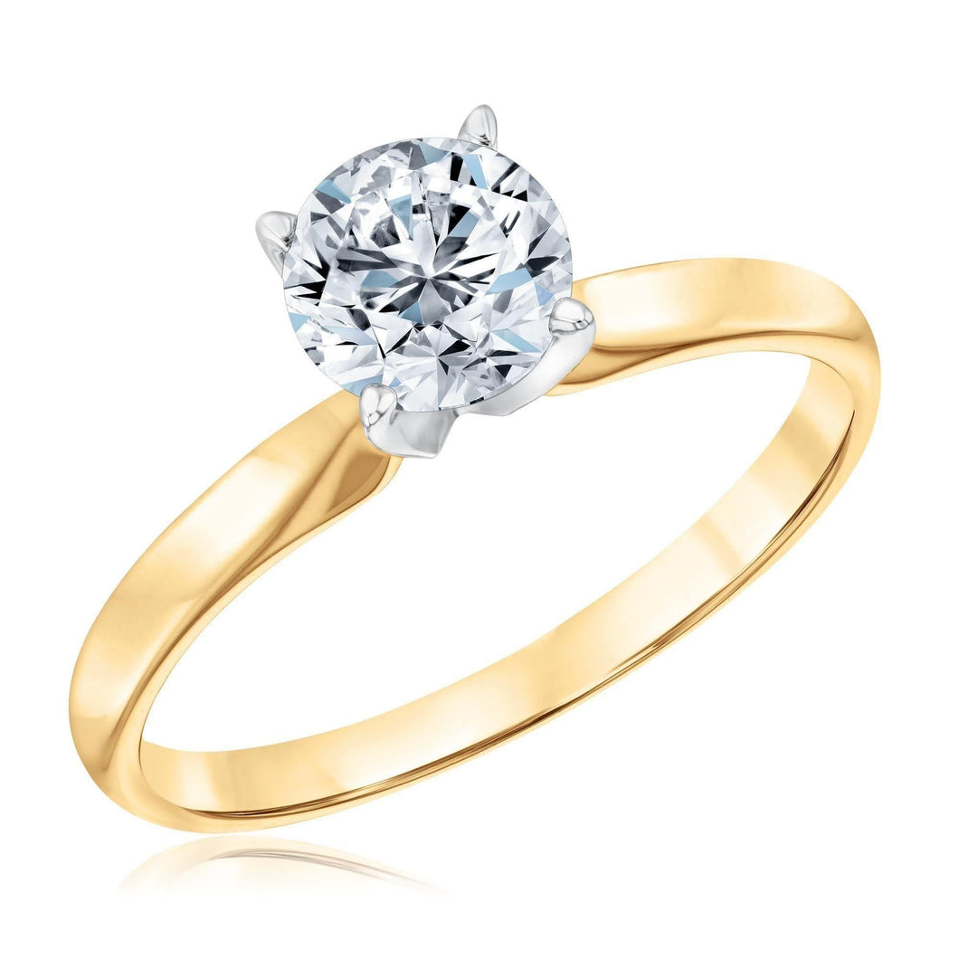 1ct Round Diamond Yellow Gold Solitaire Engagement Ring - Solitaire Collection