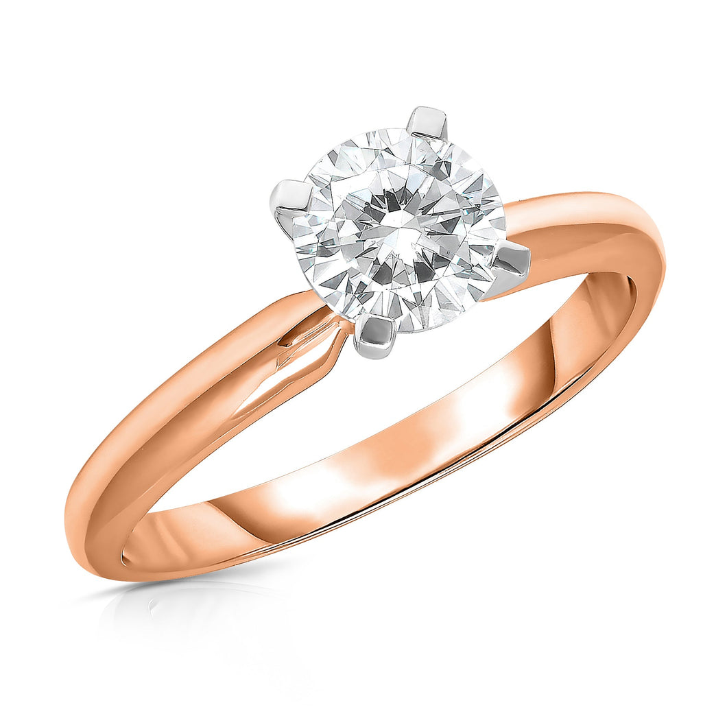 1ct Round Lab Grown Diamond Solitaire Rose Gold Engagement Ring | Size 5