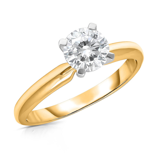 1ct Round Lab Grown Diamond Solitaire Yellow Gold Engagement Ring | Size 5