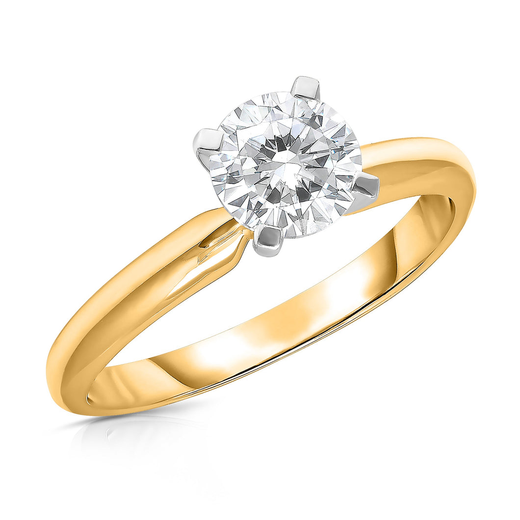 1ct Round Lab Grown Diamond Solitaire Yellow Gold Engagement Ring | Size 5