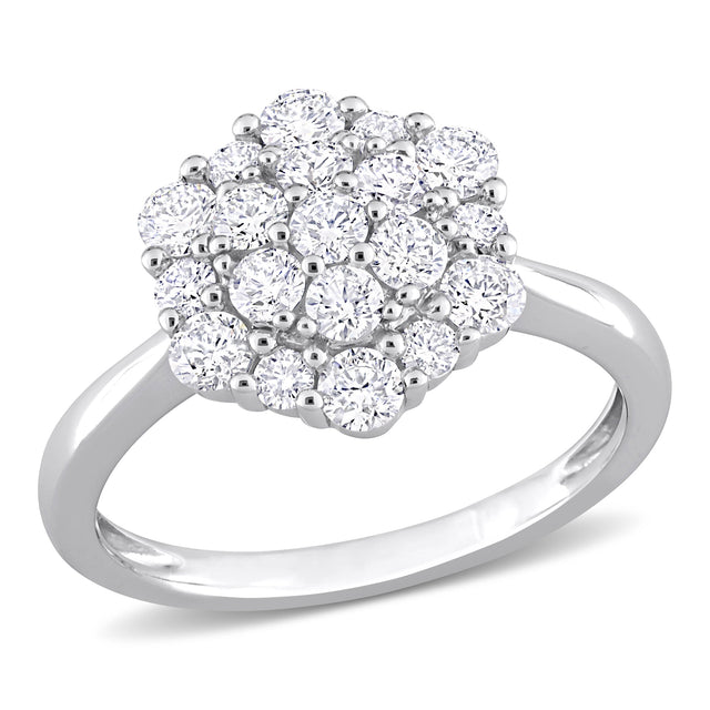 1ctw Diamond Cluster White Gold Ring | Size 5