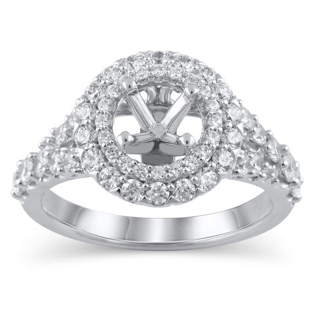 1ctw Diamond Double Frame White Gold Engagement Ring Setting - Design Collection - Size 9