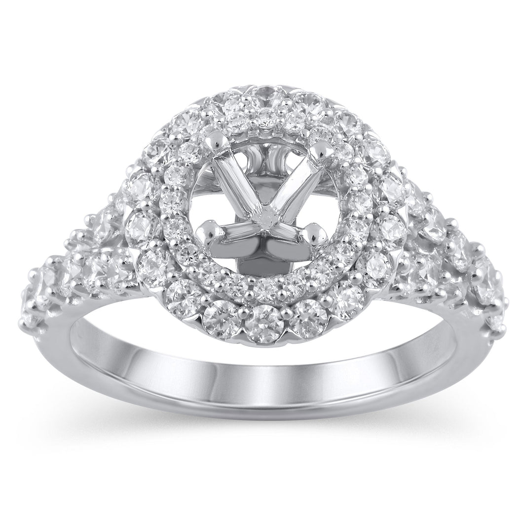 1ctw Diamond Double Frame White Gold Engagement Ring Setting - Design Collection - Size 9