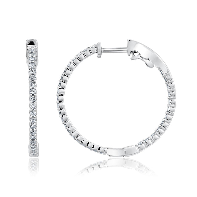 1ctw Diamond Inside Out White Gold Hoop Earrings