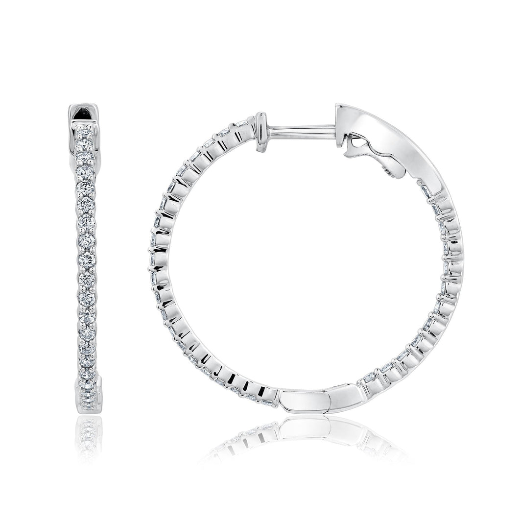 1ctw Diamond Inside Out White Gold Hoop Earrings