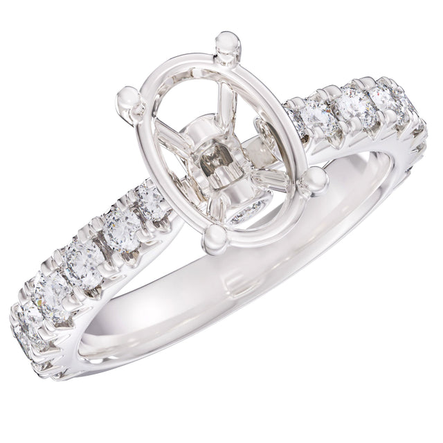 1ctw Diamond Oval White Gold Engagement Ring Setting - Design Collection - Size 5