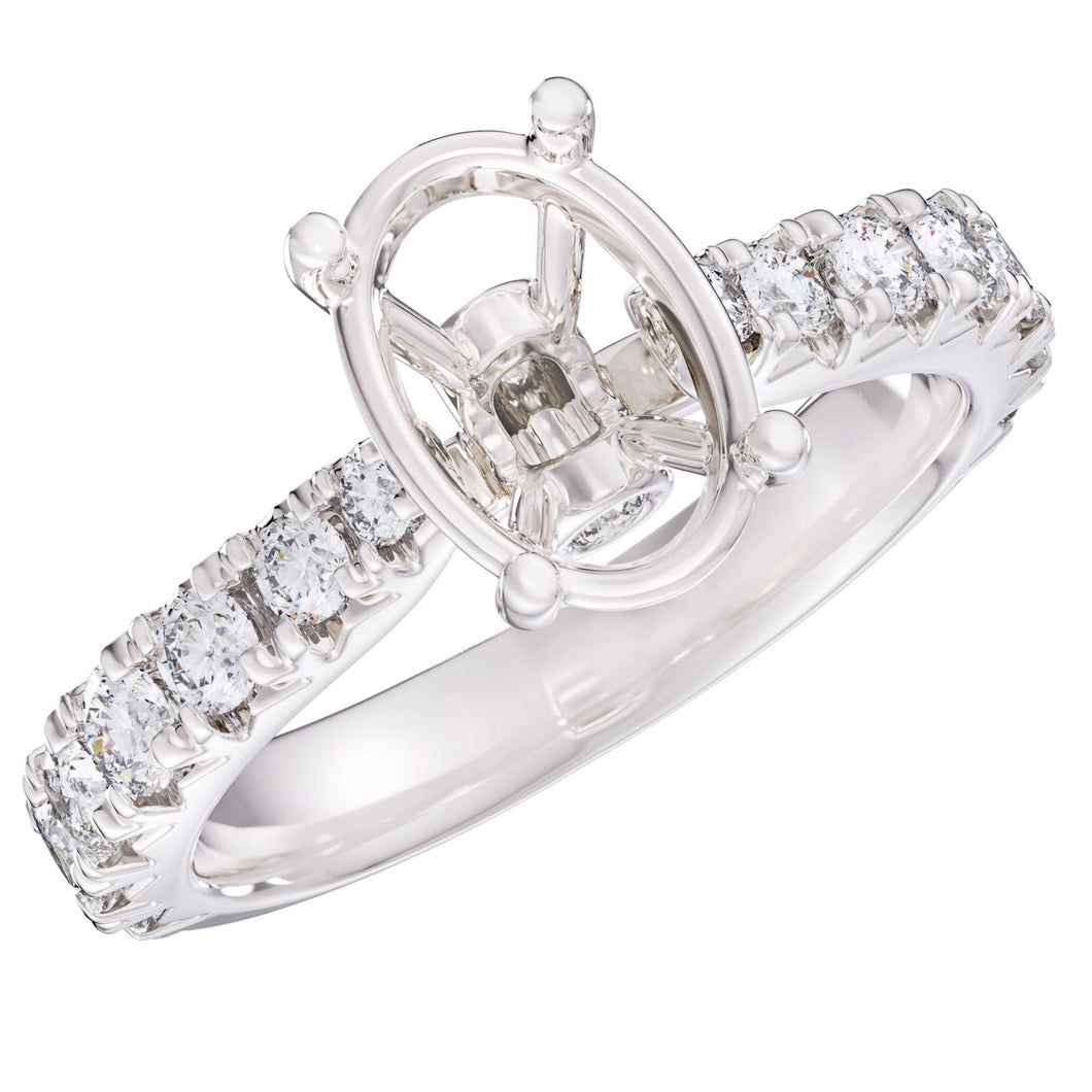 1ctw Diamond Oval White Gold Engagement Ring Setting - Design Collection - Size 5